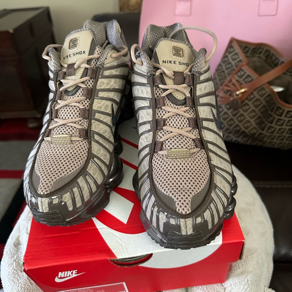 Nike Shox Taupe and Gray Sneakers